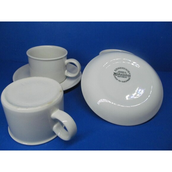 Midwinter Stonehenge Set Of 3 White Cups With Saucers VGC Wedgwood Group - Picture 3 of 10